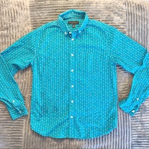 Turquoise fish and anchor button down